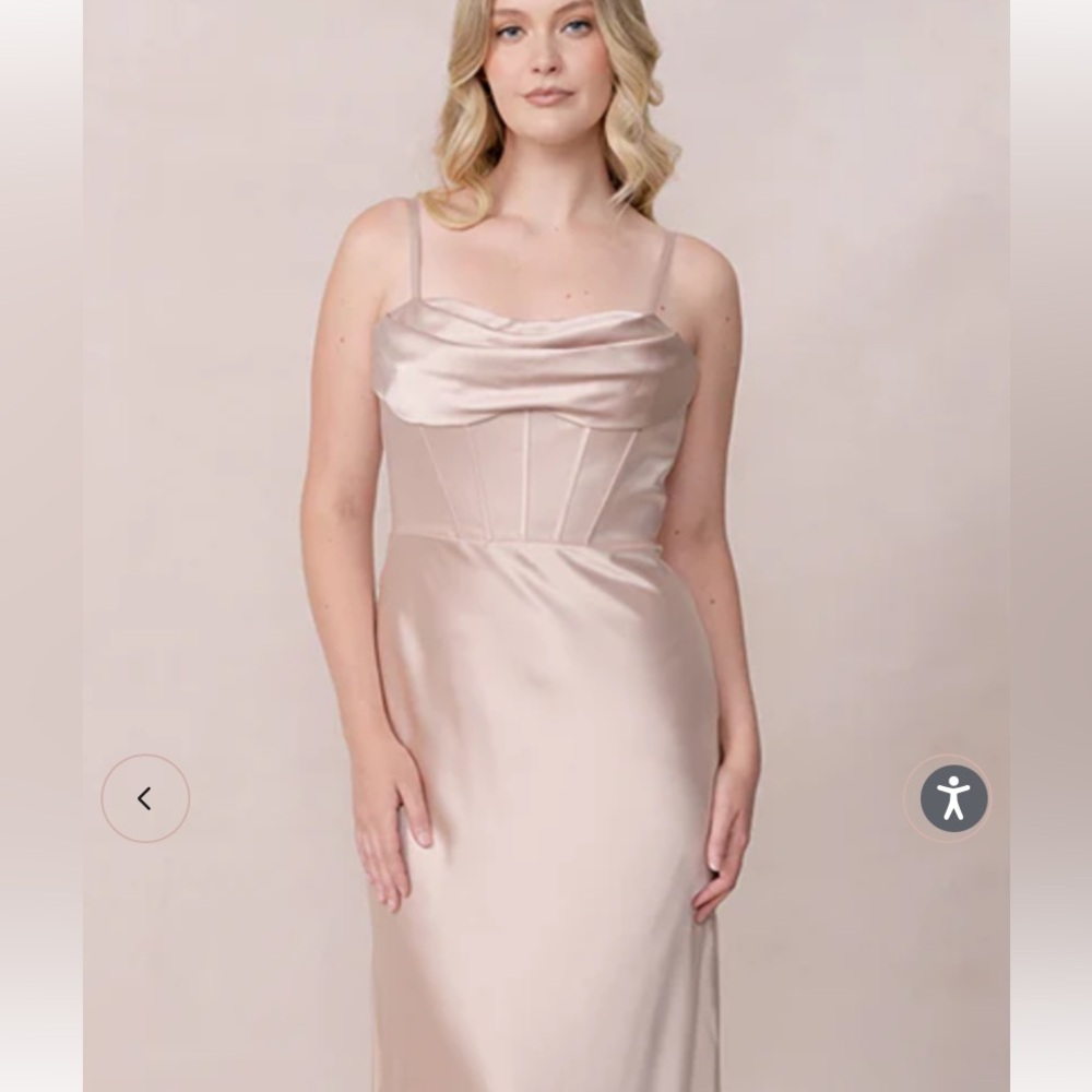 Revelry London Convertible Satin Dress Gold Champagne 703